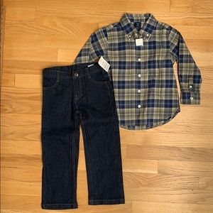 Boys size 4 outfit jeans and nice plaid shirt
